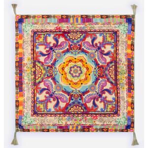 Johnny Was McAnna Scarf with Tassels Silk Vibrant Squared Soft Luxurious 44"